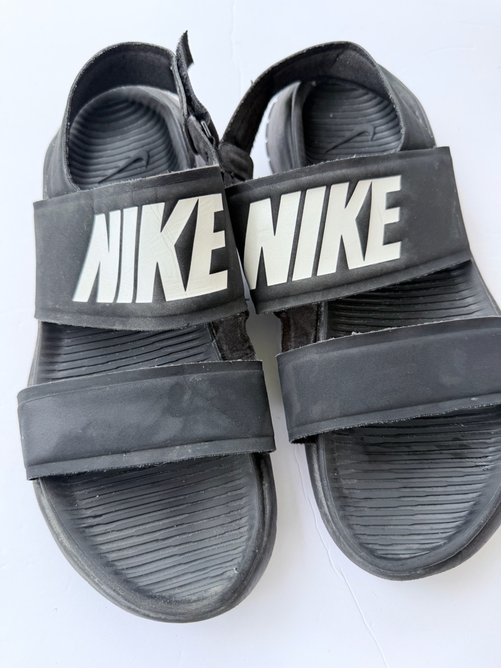 Nike Black  tannin womens Slides with White NIKE Branding size 9